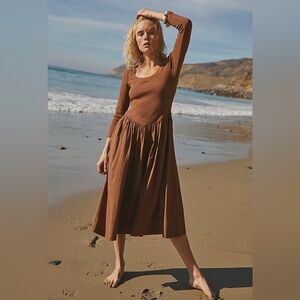 NWT Free People Aelia Drop-Waste Midi Dress, Size XS
